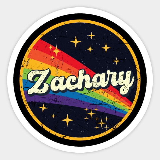 Zachary // Rainbow In Space Vintage Grunge-Style Sticker by LMW Art